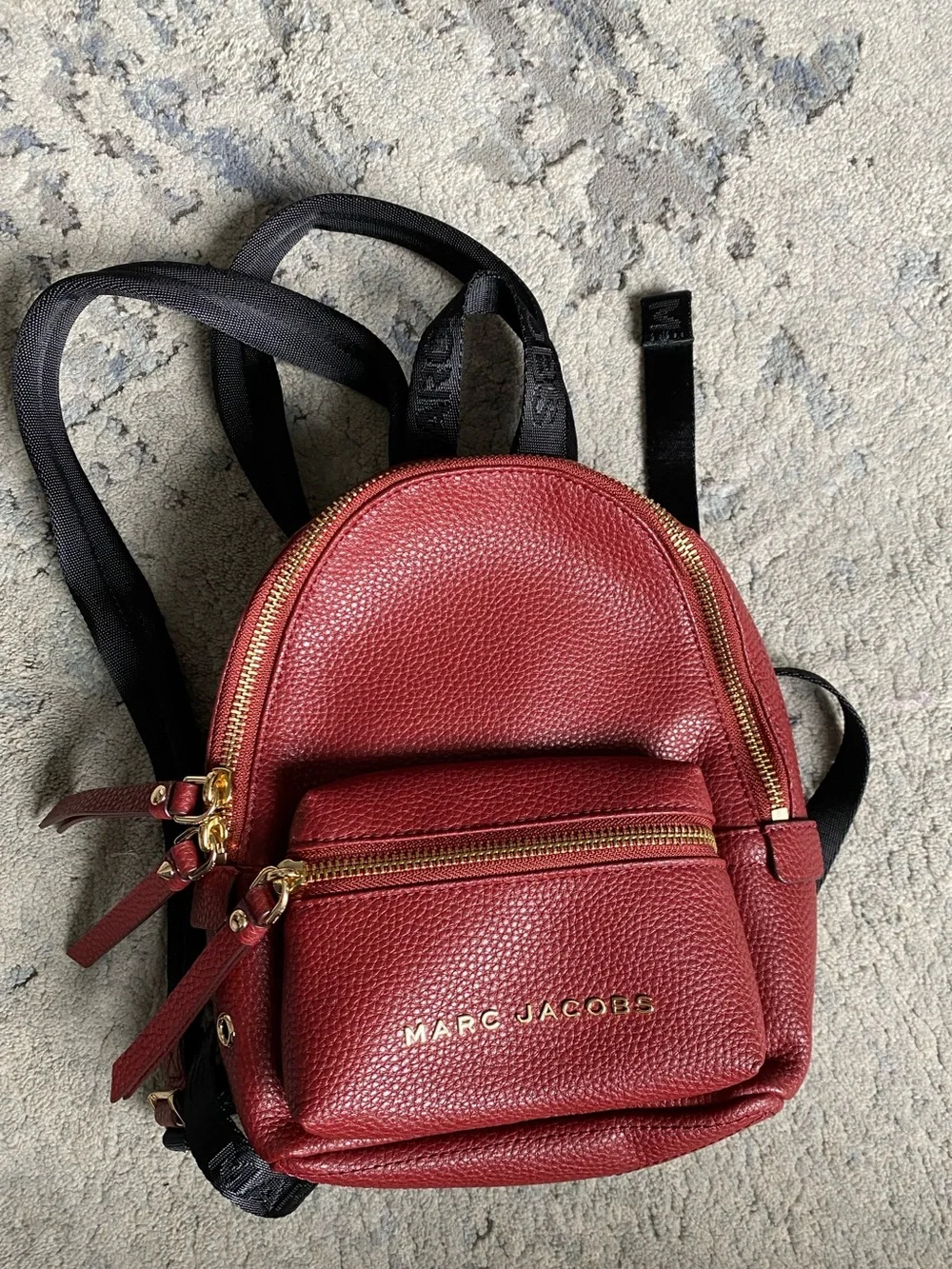 Marc Jacobs Pebbled Leather Mini Backpack Burgundy